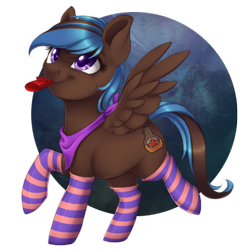 Size: 600x600 | Tagged: safe, artist:silentwulv, oc, oc only, oc:syrup, clothes, kazoo, musical instrument, socks, solo, striped socks