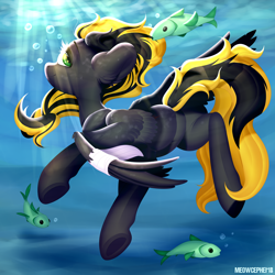 Size: 3000x3000 | Tagged: safe, artist:meowcephei, oc, oc only, oc:shade demonshy, female, ocean, solo, underwater, water, ych result