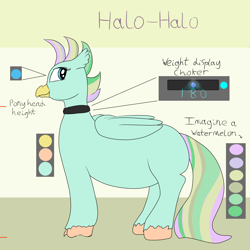 Size: 3500x3500 | Tagged: safe, artist:lupin quill, oc, oc only, oc:halo-halo, hippogriff, choker, chubby, fat, hippogriff oc, reference sheet, simple background, solo