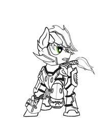 Size: 754x863 | Tagged: safe, artist:greyscaleart, derpibooru import, applejack, earth pony, pony, armor, solo