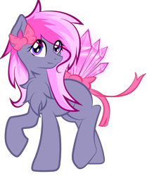 Size: 2600x3114 | Tagged: safe, artist:discorded-joker, oc, oc only, oc:amethyst dream, bow, crystal, hair bow, simple background, solo, tail bow, transparent background