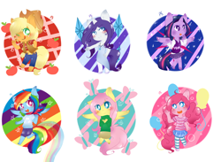 Size: 2352x1724 | Tagged: safe, artist:chibimlp-lover, derpibooru import, applejack, fluttershy, pinkie pie, rainbow dash, rarity, twilight sparkle, twilight sparkle (alicorn), anthro, earth pony, pony, chibi, clothes, mane six, sweatershy