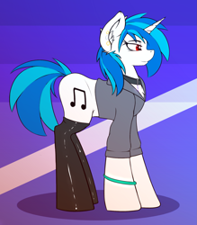 Size: 1769x2023 | Tagged: safe, artist:capseys, dj pon-3, vinyl scratch, pony, unicorn, clothes, red eyes, solo, wrong eye color