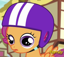 Size: 775x686 | Tagged: safe, screencap, scootaloo, newbie dash, cropped, derp, discovery family logo