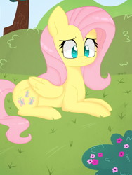 Size: 1000x1333 | Tagged: safe, artist:higglytownhero, derpibooru import, fluttershy, pegasus, pony, sad, solo