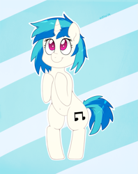 Size: 791x1000 | Tagged: safe, artist:higglytownhero, derpibooru import, dj pon-3, vinyl scratch, pony, unicorn, bipedal, solo