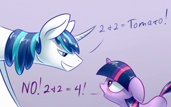 Size: 1748x1097 | Tagged: safe, artist:underpable, derpibooru import, shining armor, twilight sparkle, pony, unicorn, argument, blushing, brother and sister, cute, dock, female, filly, filly twilight sparkle, floppy ears, glare, grin, male, math, nose wrinkle, siblings, smirk, teasing, trolling, twilight is not amused, unamused, underpable is trying to murder us, we never had one single fight, younger