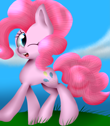 Size: 3155x3614 | Tagged: safe, artist:pegasister2251, pinkie pie, earth pony, pony, female, mare, pink coat, pink mane, solo, wink