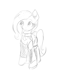 Size: 585x718 | Tagged: safe, artist:alasou, derpibooru import, fluttershy, pegasus, pony, monochrome, sketch, solo