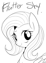 Size: 894x1200 | Tagged: safe, artist:maren, derpibooru import, fluttershy, pegasus, pony, grayscale, monochrome, simple background, solo