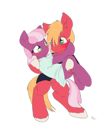 Size: 1550x1800 | Tagged: safe, artist:alasou, derpibooru import, big macintosh, cheerilee, pony, bipedal, blushing, bridal carry, cheerimac, clothes, female, male, shipping, shirt, straight