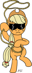 Size: 782x1800 | Tagged: safe, artist:mkogwheel, derpibooru import, applejack, earth pony, pony, gangnam style, lasso, newbie artist training grounds, solo, sunglasses