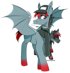 Size: 2319x2415 | Tagged: safe, artist:meowcephei, oc, oc only, oc:mystery iris, oc:teal iris, bat pony, ghost, pony, bat pony oc, clothes, commission, hat, knife, scarf, simple background, sketch, transparent background