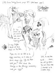 Size: 1200x1600 | Tagged: safe, artist:meto30, applejack, princess cadance, rarity, sunset shimmer, twilight sparkle, twilight sparkle (alicorn), alicorn, earth pony, pony, unicorn, artist training grounds 2018, equestria daily