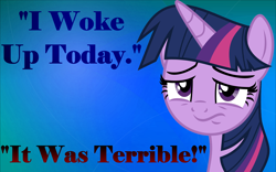 Size: 1920x1200 | Tagged: safe, artist:slb94, twilight sparkle, twilight sparkle (alicorn), alicorn, pony, female, grumpy, grumpy twilight, mare, morning ponies, politics in the comments, solo, tired, waking up