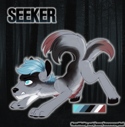 Size: 2205x2240 | Tagged: safe, artist:meowcephei, oc, oc:seeker, hybrid, wolf pony, commission, reference, solo