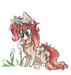 Size: 542x572 | Tagged: safe, artist:tenebristayga, oc, oc only, pony, unicorn, chest fluff, flower, flower in hair, simple background, solo, transparent background, wreath