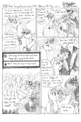 Size: 1200x1800 | Tagged: safe, artist:meto30, princess celestia, princess luna, twilight sparkle, twilight sparkle (alicorn), vinyl scratch, alicorn, pony, unicorn, artist training grounds 2018, equestria daily, monochrome