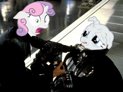 Size: 1024x768 | Tagged: safe, edit, edited edit, rarity, sweetie belle, pony, unicorn, applejack's "day" off, darth vader, gasp, luke skywalker, prunity, pruny, redemption, return of the jedi, screaming, star wars, sweat