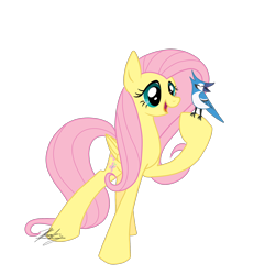 Size: 2000x2000 | Tagged: safe, artist:cloud-dash, fluttershy, bird, blue jay, pegasus, pony, solo