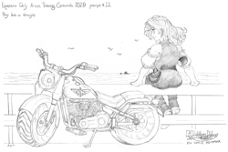 Size: 1800x1200 | Tagged: safe, artist:meto30, sunset shimmer, human, equestria girls, artist training grounds 2020, equestria daily, monochrome, motorcycle