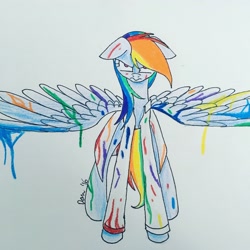 Size: 3024x3024 | Tagged: safe, artist:jean-the-horse, rainbow dash, pegasus, pony, fanfic:rainbow factory, solo, spread wings