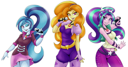 Size: 3150x1650 | Tagged: safe, artist:ambris, edit, adagio dazzle, aria blaze, sonata dusk, equestria girls, rainbow rocks, breasts, cleavage, cropped, female, simple background, the dazzlings, white background