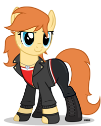 Size: 3200x4000 | Tagged: safe, artist:a4r91n, oc, oc only, oc:home sweet, earth pony, pony, action pose, boots, clothes, fingerless gloves, gloves, jacket, necklace, simple background, solo, transparent background, vector