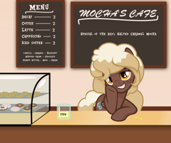 Size: 3208x2667 | Tagged: safe, artist:besttubahorse, oc, oc only, oc:sweet mocha, pegasus, pony, bedroom eyes, female, grin, leaning, looking at you, mare, smiling, solo, vector