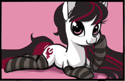 Size: 1441x934 | Tagged: safe, artist:starshinebeast, oc, oc only, oc:electra sparks, earth pony, pony, clothes, female, mare, sketch, socks, solo, striped socks