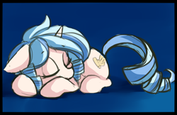 Size: 1224x792 | Tagged: safe, artist:starshinebeast, oc, oc only, oc:opuscule antiquity, pony, unicorn, female, mare, sketch, sleeping, solo