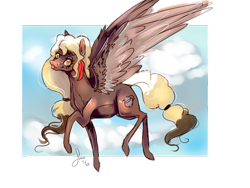 Size: 1024x768 | Tagged: source needed, safe, artist:saoiirse, oc, oc only, oc:sweet mocha, pegasus, pony, female, flying, mare, solo