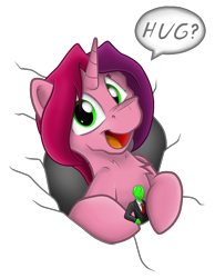 Size: 3878x5000 | Tagged: safe, artist:fandroit, oc, oc only, oc:anon, oc:gloomy, human, pony, chest fluff, giant pony, giantess, happy, hug, looking at you, macro, smiling