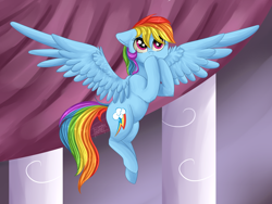 Size: 1768x1328 | Tagged: safe, artist:ognevitsa, rainbow dash, pegasus, pony, solo, starry eyes, wingding eyes