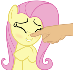 Size: 6000x5680 | Tagged: safe, artist:slb94, fluttershy, human, absurd resolution, blushing, boop, cute, eyes closed, hand, shyabetes, simple background, smiling, solo, transparent background, vector