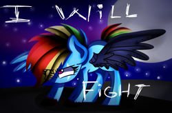 Size: 1024x672 | Tagged: safe, artist:artypaints, rainbow dash, pegasus, pony, blue coat, blue wings, female, mare, multicolored mane, simple background, smiling, solo