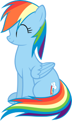 Size: 3586x6000 | Tagged: safe, artist:slb94, rainbow dash, pegasus, pony, cute, dashabetes, eyes closed, happy, simple background, sitting, smiling, solo, transparent background, vector