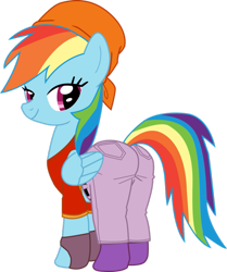 Size: 817x978 | Tagged: safe, artist:xniclord789x, rainbow dash, pegasus, pony, dragon ball gt, dragon ball z, pan (dragon ball), plot, rainbutt dash, simple background, solo, transparent background