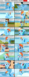 Size: 1282x3304 | Tagged: safe, rainbow dash, sunshower raindrops, pegasus, pony, comic:celestia's servant interview, blushing, caption, comic, cs captions, floppy ears, hilarious in hindsight, interview