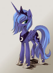 Size: 938x1280 | Tagged: safe, artist:ponykillerx, princess luna, alicorn, pony, female, horn, mare, standing, woona