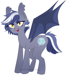 Size: 444x502 | Tagged: safe, artist:d-ia, oc, oc only, oc:crux, bat pony, pony, solo, watermark