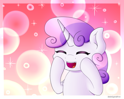 Size: 2500x2000 | Tagged: safe, artist:spirit-dude, sweetie belle, chest fluff, cute, diasweetes, eyes closed, happy, open mouth, solo