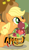 Size: 291x495 | Tagged: safe, applejack, earth pony, pony, apple, apple core, caption, food, image macro, meme, solo