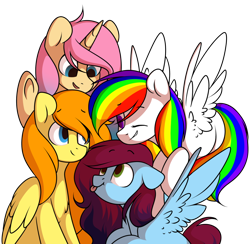 Size: 1024x1000 | Tagged: safe, artist:starlyflygallery, oc, oc only, pegasus, pony, unicorn, tongue out