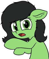 Size: 815x982 | Tagged: safe, artist:smoldix, oc, oc only, oc:anon filly, earth pony, pony, bust, female, filly, looking at you, reaction image, simple background, solo, transparent background