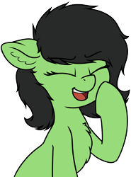 Size: 1542x2084 | Tagged: safe, artist:smoldix, oc, oc only, oc:anon filly, pony, chest fluff, female, filly, laughing, simple background, transparent background