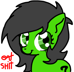 Size: 500x489 | Tagged: artist needed, safe, oc, oc only, oc:anon filly, pony, eat shit, female, filly, simple background, transparent background, vulgar