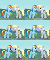 Size: 5015x6030 | Tagged: safe, artist:noah-x3, derpy hooves, rainbow dash, duck, pegasus, pony, rabbit, absurd resolution, comic, female, mare