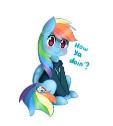 Size: 690x767 | Tagged: safe, artist:moondreamer16, rainbow dash, pegasus, pony, blushing, bronybait, clothes, cute, dashabetes, head tilt, hoodie, looking at you, question, simple background, sitting, smiling, solo, white background