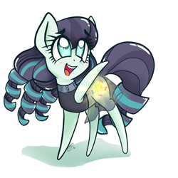 Size: 1250x1250 | Tagged: safe, artist:sweetsismagic, coloratura, earth pony, pony, female, looking up, mare, open mouth, raised hoof, rara, simple background, smiling, solo, standing, three quarter view, white background